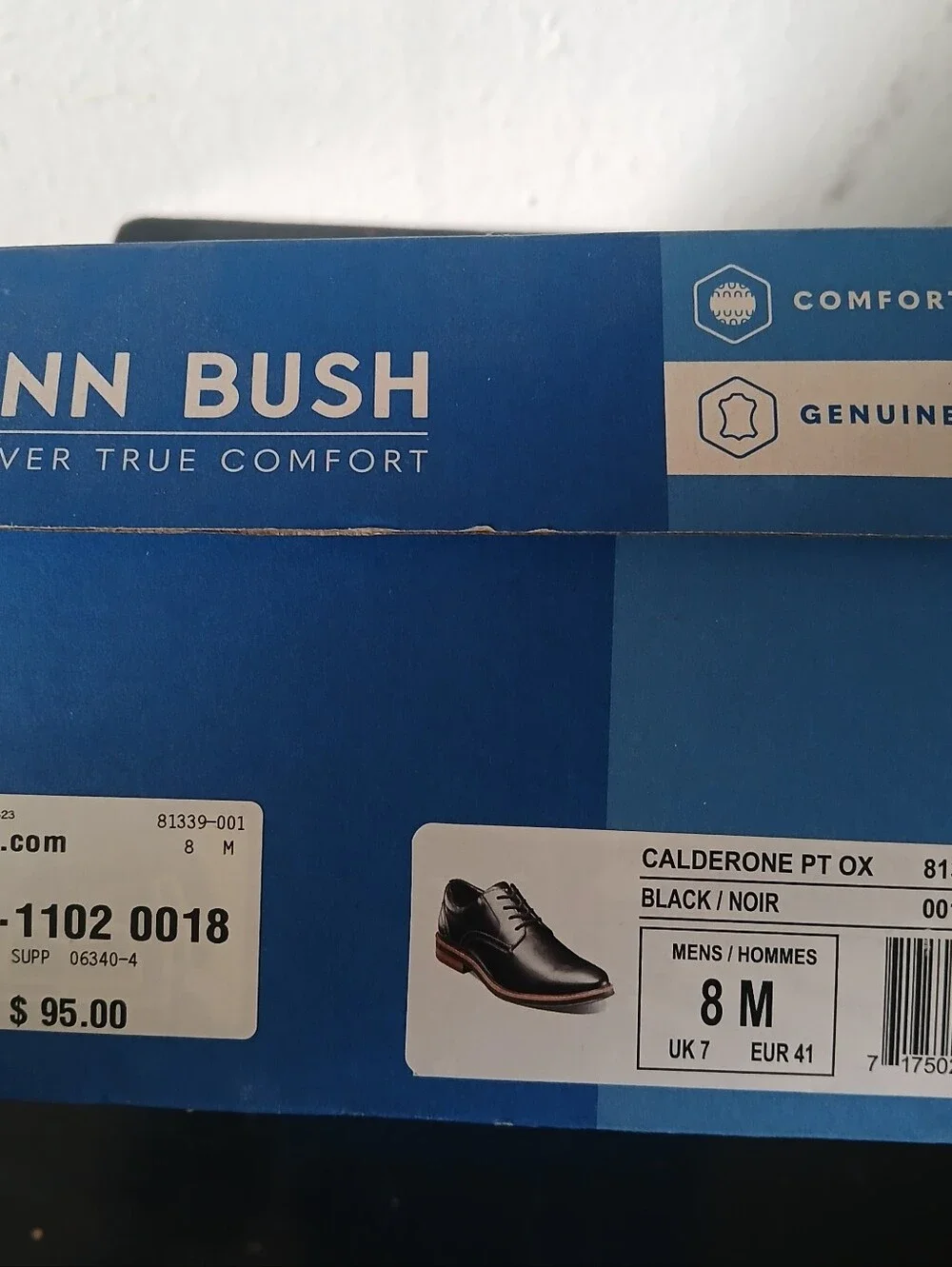 Men's Nunn Bush Black Leather Lace-Up Dress Shoes Size 8M